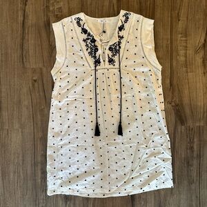 NWT - Mango - White & Black Polka Dot Shift Dress - Size: L / 8
